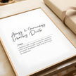 Framed definition print featuring 'Allergy & Immunology Laboratory Director' in cursive font with professional definition text on light background with wooden frame