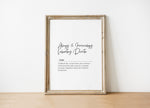 Framed definition print featuring 'Allergy & Immunology Laboratory Director' in cursive font with professional definition text on light background with wooden frame