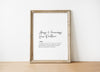 Framed poster with cursive and regular fonts defining 'Allergy & Immunology Nurse Practitioner' as a frontline healer, white background, light-colored frame