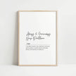 Framed poster with cursive and regular fonts defining 'Allergy & Immunology Nurse Practitioner' as a frontline healer, white background, light-colored frame
