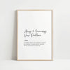 Framed poster with cursive and regular fonts defining 'Allergy & Immunology Nurse Practitioner' as a frontline healer, white background, light-colored frame