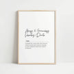 Framed definition print featuring 'Allergy & Immunology Laboratory Director' in cursive font with professional definition text on light background with wooden frame