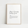 Framed definition print featuring 'Allergy & Immunology Laboratory Director' in cursive font with professional definition text on light background with wooden frame